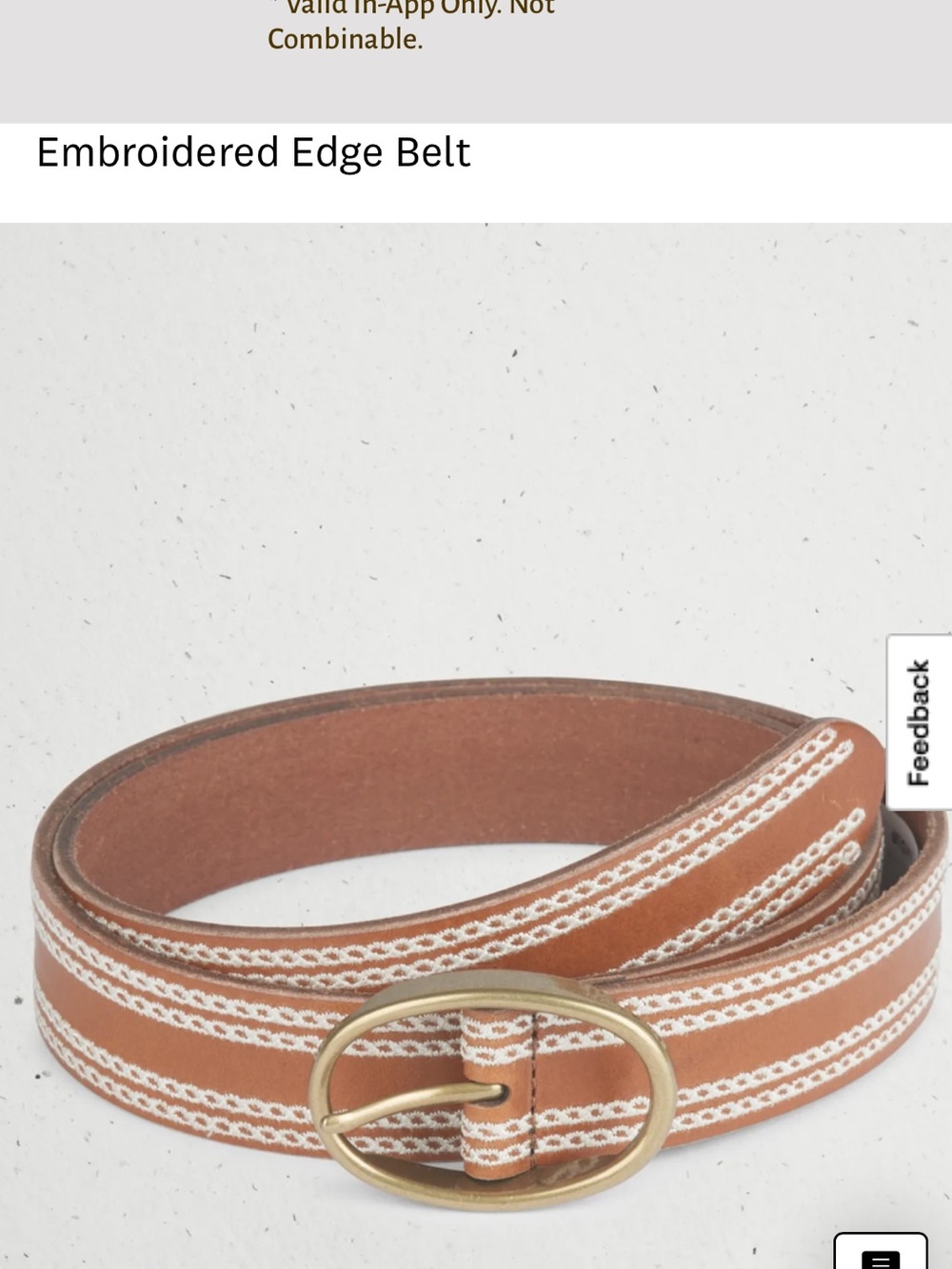 Lucky Brand Embroidered Edge Brown Leather Belt with Gold Buckle Medium
